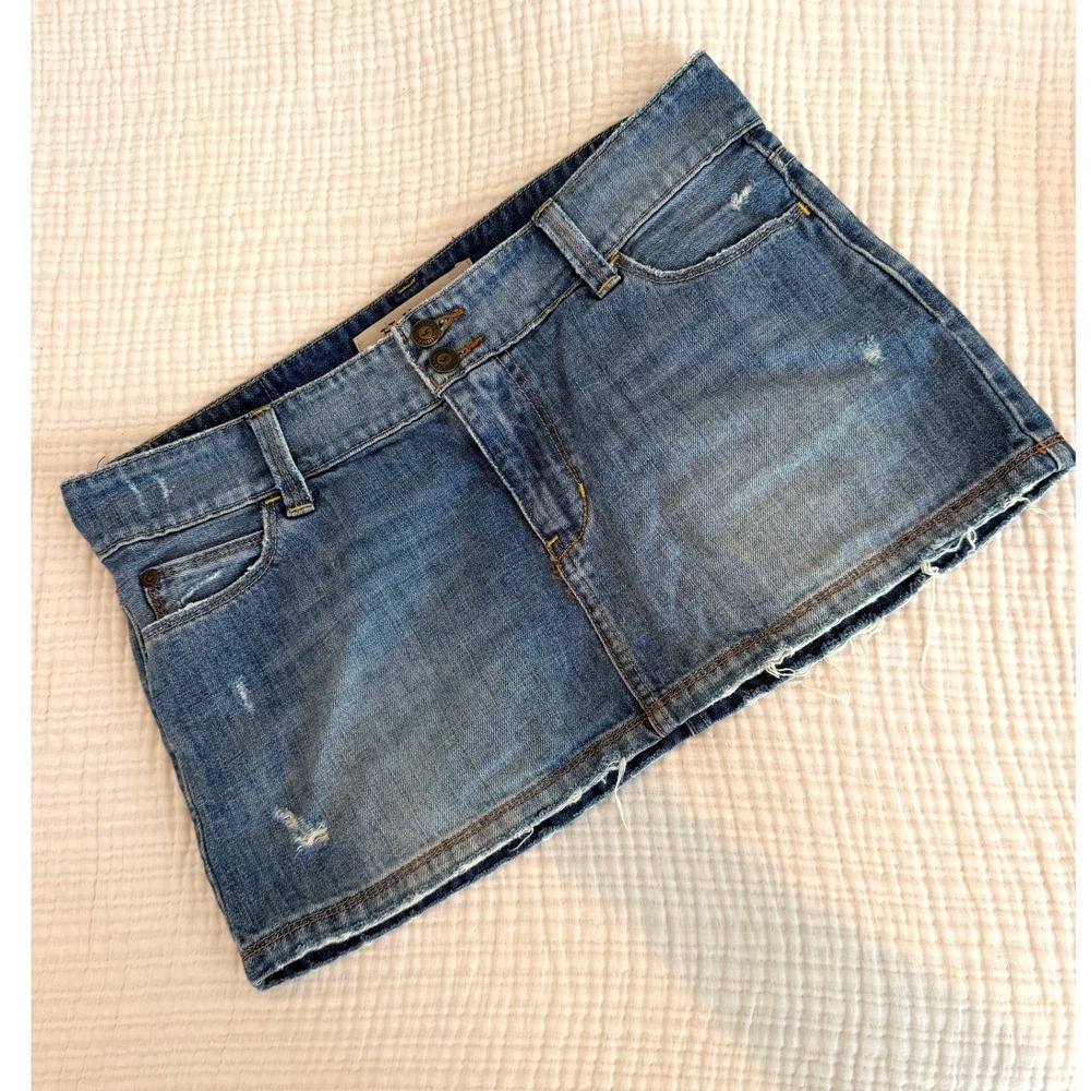 Hollister Double Button Micro Mini Denim Skirt Size 7